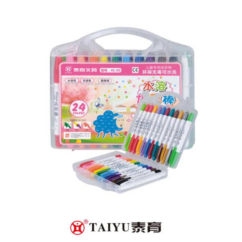Gumagamit ang mga Mag-aaral ng Crayon 24 Colors Sa Pp Box Smooth Painting Gamit ang Pen Holder Crayon-XC 03